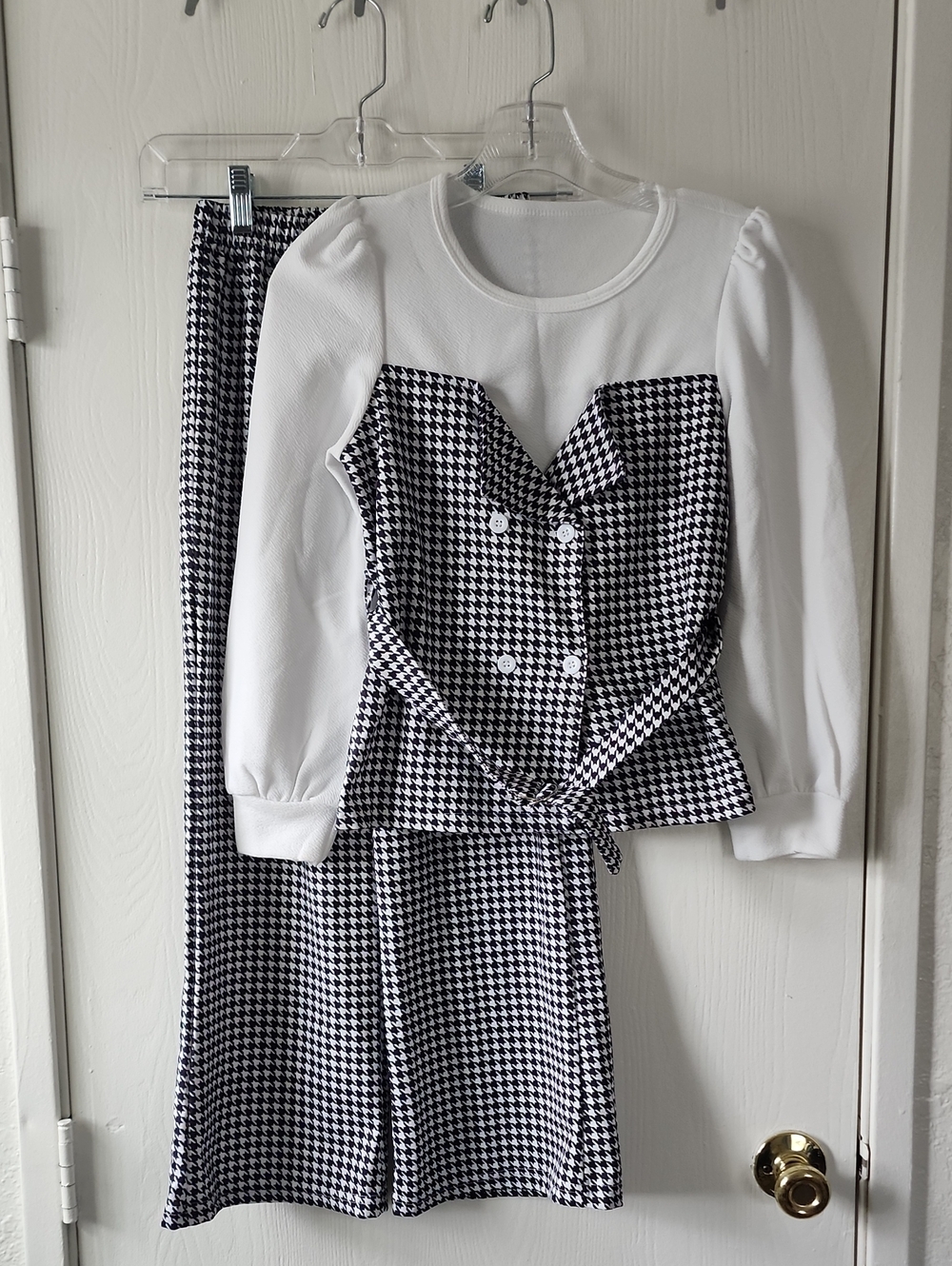 Houndstooth Two-Piece Pant Set 🤍🖤